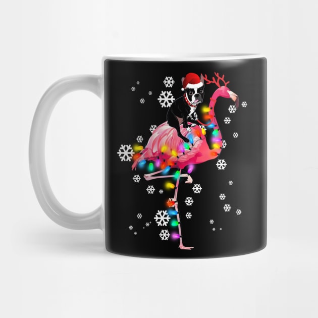 Boston Terrier riding Flamingo Christmas by wheeleripjm